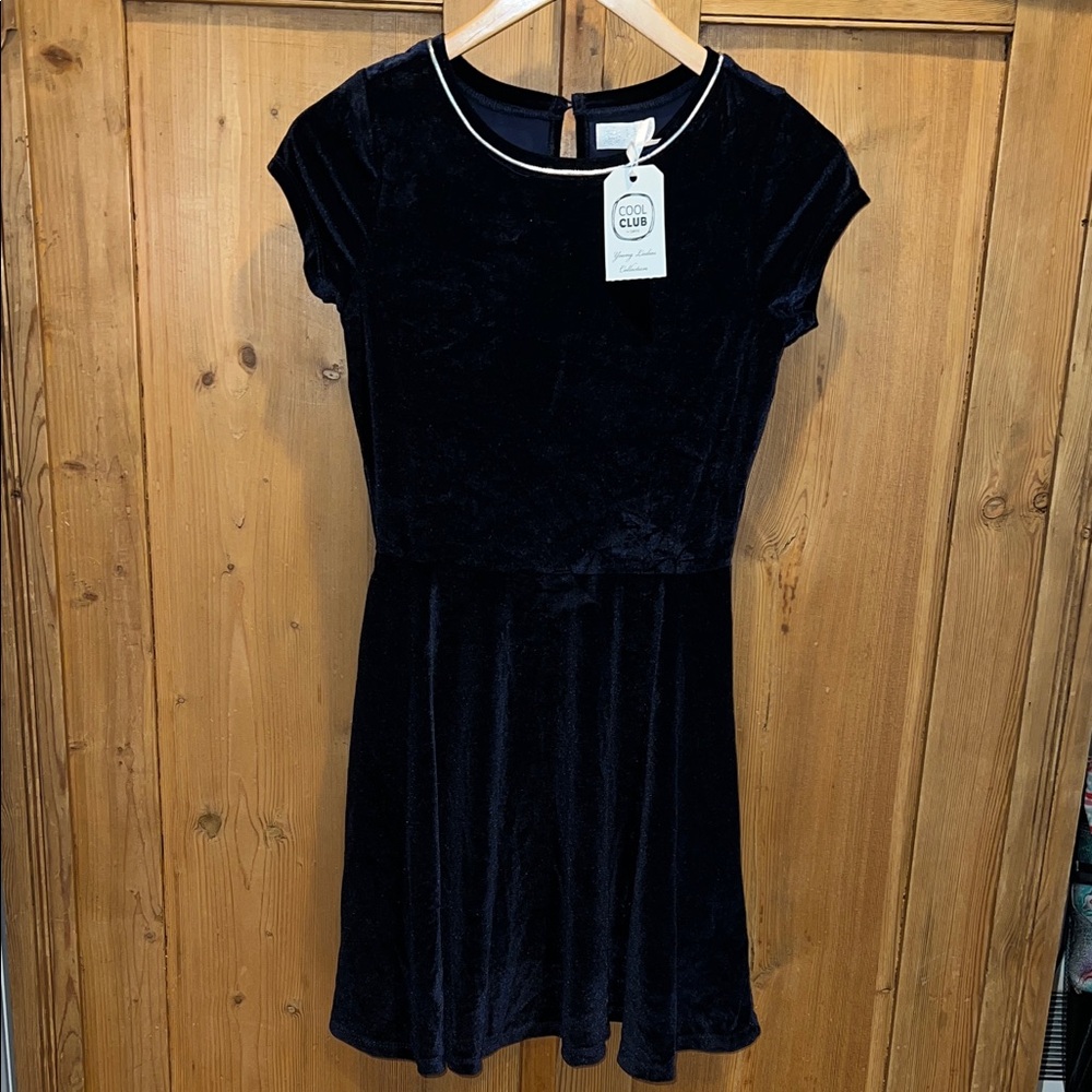 Elegant Navy Velvet Kids Dress